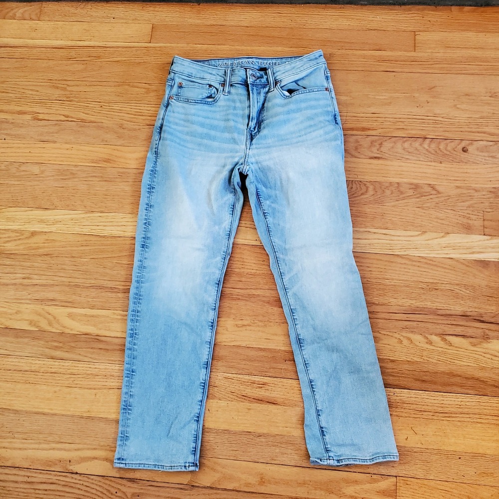 American Eagle Airflex+ Slim Straight Jeans Light Wash Blue Men 30x30